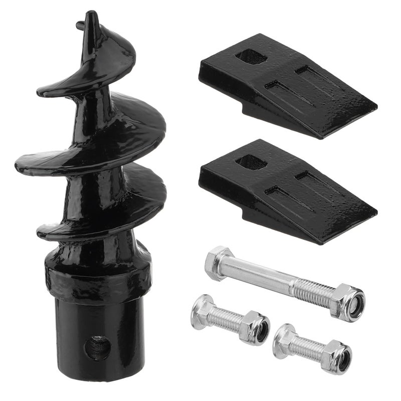 Venussar Bolt-On Spiral Point Auger, with 2 Pack 3 Point Auger Cutting Edge, for Heavy-Duty Augers, 3 Point Post Hole Digger - Image 1
